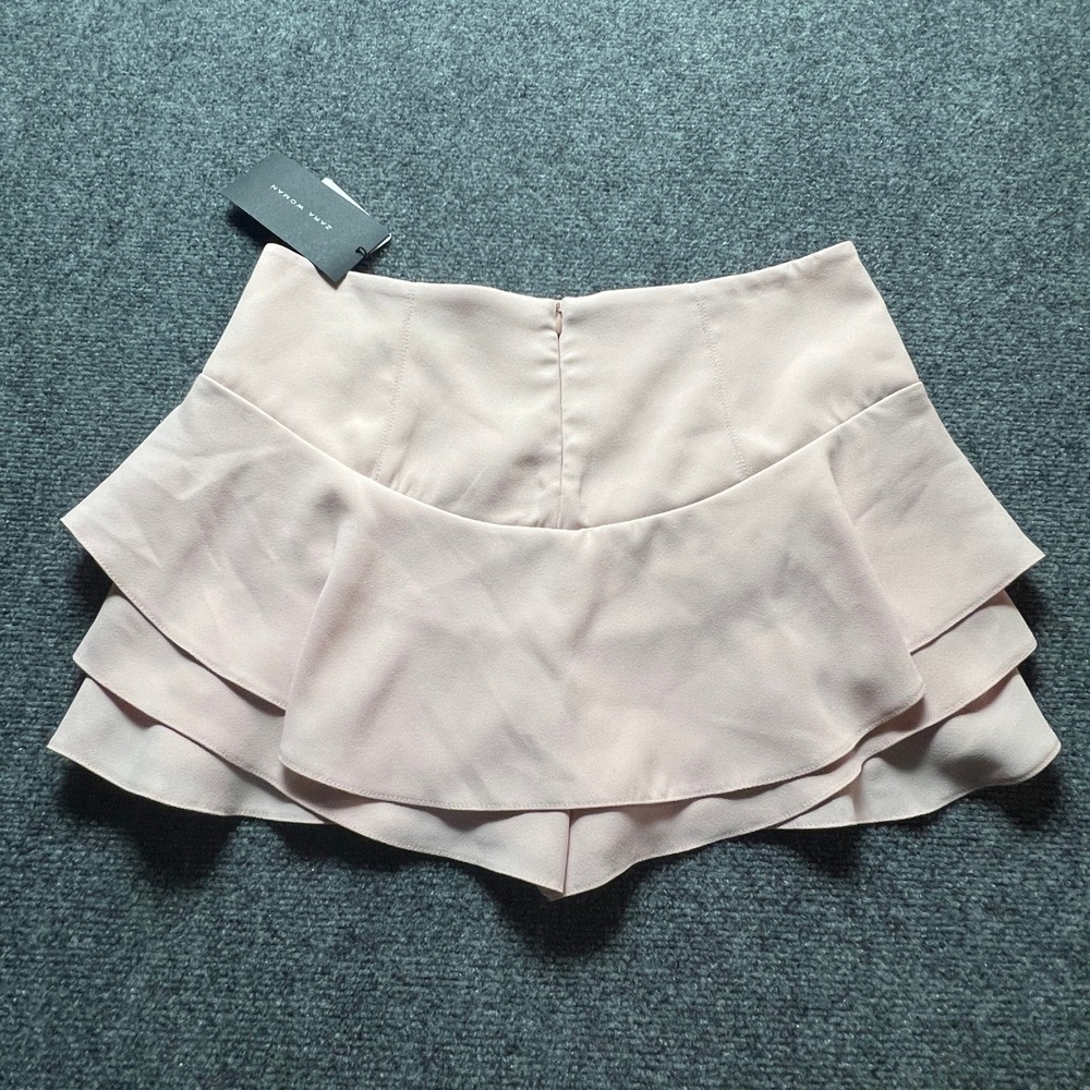 Zara Woman Pink Tiered Ruffle Skort High Waist Mini Skirt Shorts L - Picture 5 of 11